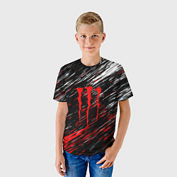 Футболка детская Monster energy полосы красок, цвет: 3D-принт — фото 2