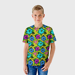 Футболка детская Паттерн незатейливые цветочки, цвет: 3D-принт — фото 2