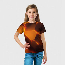 Футболка детская Оранжевые объемные пластины, цвет: 3D-принт — фото 2