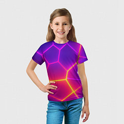Футболка детская Синие плиты с фиолетовым свечением, цвет: 3D-принт — фото 2