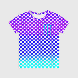 Футболка детская Monster шахматная клетка градиент, цвет: 3D-принт