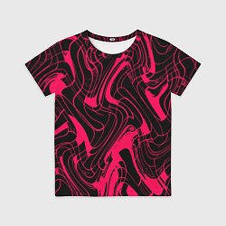 Футболка детская Чёрно-розовый абстрактные линии, цвет: 3D-принт