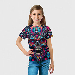 Футболка детская Colorful cyber skull - pattern, цвет: 3D-принт — фото 2