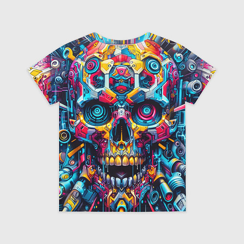 Детская футболка Кибер череп - нейроарт паттерн / 3D-принт – фото 2