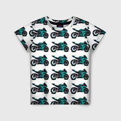 Футболка детская Motorbike light blue, цвет: 3D-принт