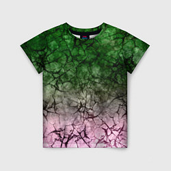 Футболка детская Абстракция - green pink gradient in black web, цвет: 3D-принт