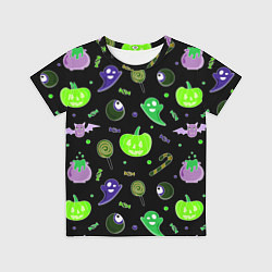 Детская футболка Halloween black pumpkin pattern