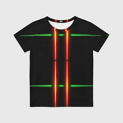 Футболка детская Neon green black red line, цвет: 3D-принт