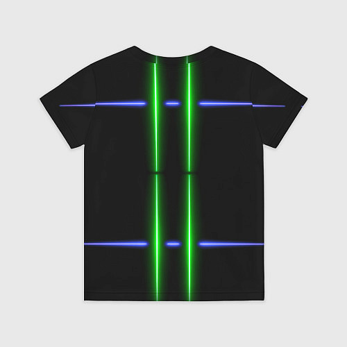 Детская футболка Neon black light blue green line / 3D-принт – фото 2