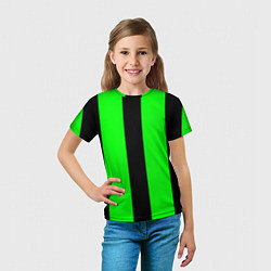 Футболка детская Color green black line, цвет: 3D-принт — фото 2