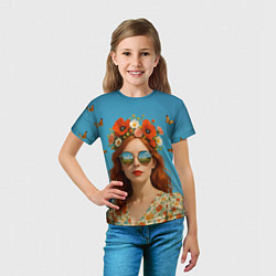 Футболка детская Девушка в очках, цвет: 3D-принт — фото 2