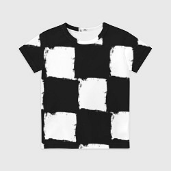 Футболка детская Черные квадраты в виде шахматной доски, цвет: 3D-принт