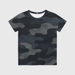 Футболка детская Текстура - камуфляжная синяя ткань, цвет: 3D-принт