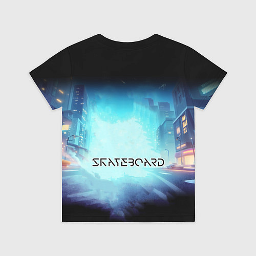 Детская футболка Bender is a skateboarder in neon street - ai art / 3D-принт – фото 2