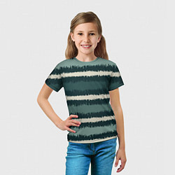 Футболка детская Полосы зигзагообразные зеленые, цвет: 3D-принт — фото 2