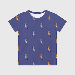 Футболка детская Клевая птица удод на фиолетовом фоне, цвет: 3D-принт