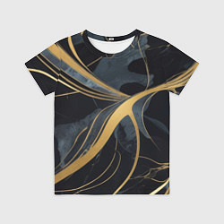 Футболка детская Мраморный узор с золотыми полосками, цвет: 3D-принт