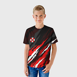 Футболка детская Umbrella - красное пламя, цвет: 3D-принт — фото 2