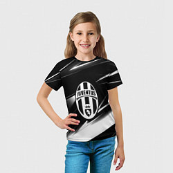 Футболка детская Juventus geometry stripes black, цвет: 3D-принт — фото 2