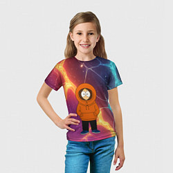 Футболка детская Кенни на фоне разноцветных молний, цвет: 3D-принт — фото 2