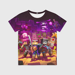 Футболка детская Майнкрафт - герои в окружении, цвет: 3D-принт