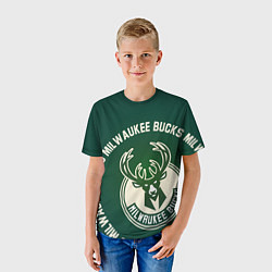 Футболка детская Milwaukee Bucks надпись, цвет: 3D-принт — фото 2