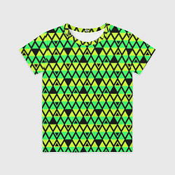 Футболка детская Зеленые треугольники на черном, цвет: 3D-принт