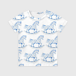Футболка детская Лошадка качалка гжель, цвет: 3D-принт