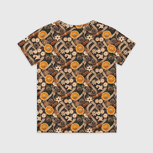 Детская футболка Новогодний орнамент с корицей и дольками апельсина / 3D-принт – фото 2