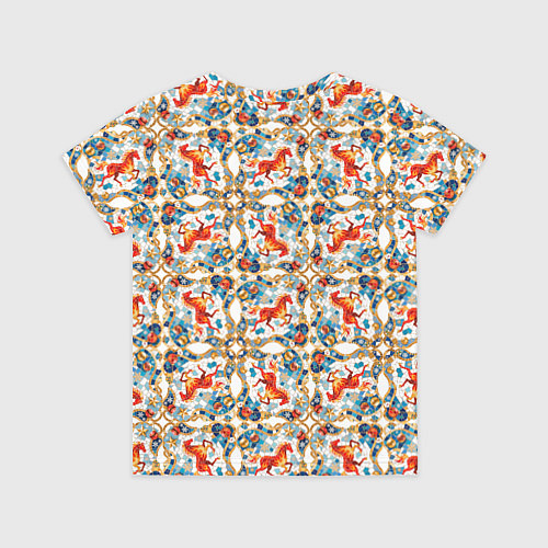 Детская футболка Орнамент с лошадью - символом Нового 2026 года / 3D-принт – фото 2
