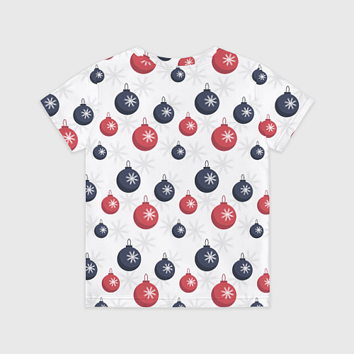 Детская футболка Синие и красные новогодние шары со снежинками / 3D-принт – фото 2