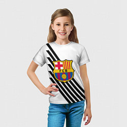 Футболка детская Barcelona черно белые полосы, цвет: 3D-принт — фото 2