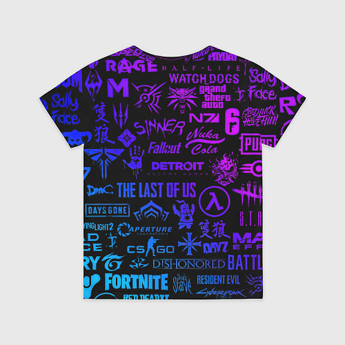 Детская футболка Барселона неоновые логотипы игр / 3D-принт – фото 2