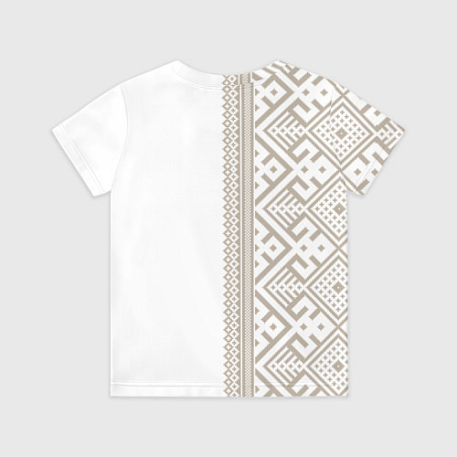 Детская футболка Узоры славянские в бежевом цвете / 3D-принт – фото 2