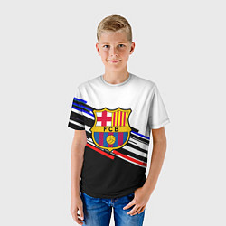 Футболка детская Barcelona полосы текстура спорт, цвет: 3D-принт — фото 2