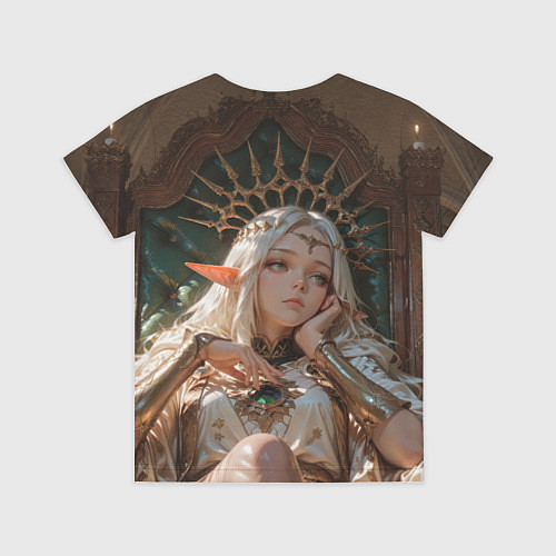Детская футболка Беловолосая королева эльфов на троне / 3D-принт – фото 2
