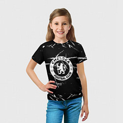 Футболка детская Челси штрихи красок белые, цвет: 3D-принт — фото 2