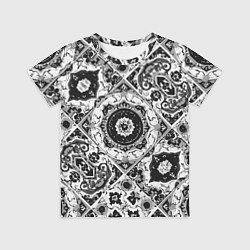 Футболка детская Узоры калейдоскопа черно-белые, цвет: 3D-принт