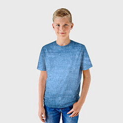 Футболка детская Тёмный голубой потёртости однотонный, цвет: 3D-принт — фото 2