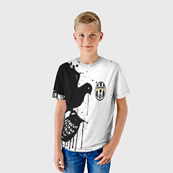 Футболка детская Ювентус черная птица краски, цвет: 3D-принт — фото 2