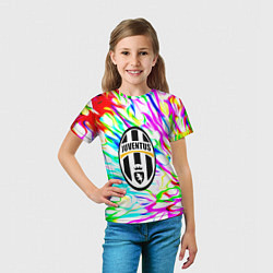 Футболка детская Ювентус жидкие краски текстура, цвет: 3D-принт — фото 2