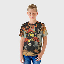 Футболка детская Шрек на фоне осеннего пейзажа, цвет: 3D-принт — фото 2