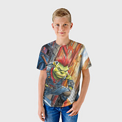 Футболка детская Панк Шрек облокотился на колено, цвет: 3D-принт — фото 2