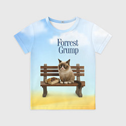 Футболка детская Пародия Форрест Гамп - кот на скамейке, цвет: 3D-принт