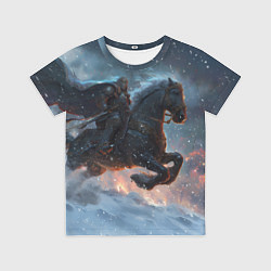Футболка детская Всадник на лошади в снежную бурю, цвет: 3D-принт