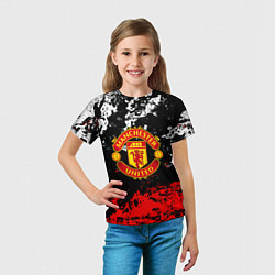 Футболка детская Манчестер Юнайтед краски, цвет: 3D-принт — фото 2