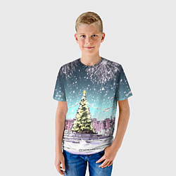 Футболка детская Москва - новогодний салют, цвет: 3D-принт — фото 2