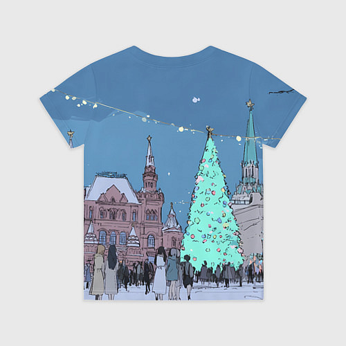 Детская футболка Новогодняя елка в центре Москвы / 3D-принт – фото 2