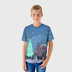 Футболка детская Новогодняя елка в центре Москвы, цвет: 3D-принт — фото 2