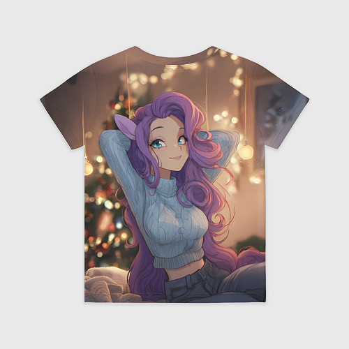 Детская футболка Девушка в образе лошадки на новый год / 3D-принт – фото 2